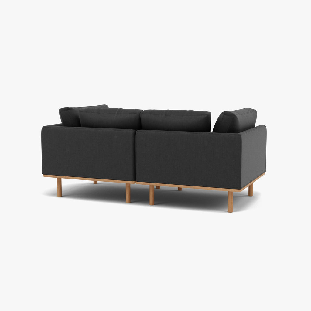 Anika Modular Sofa 2-Seater Coal Gray Fabric Solid American Oak