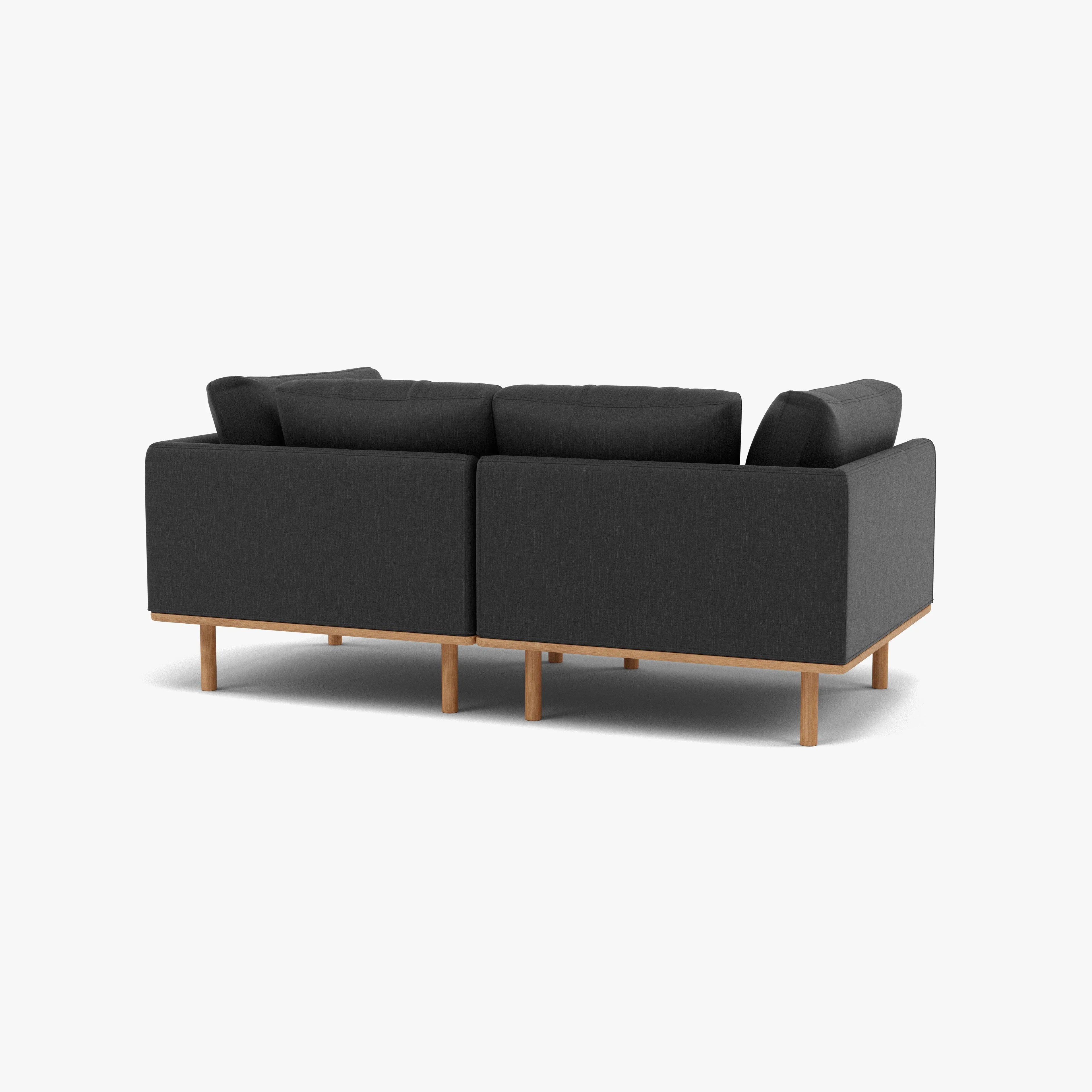 Anika Modular Sofa 2-Seater Coal Gray Fabric Solid American Oak