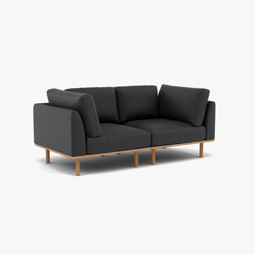 Anika Modular Sofa 2-Seater Coal Gray Fabric Solid American Oak