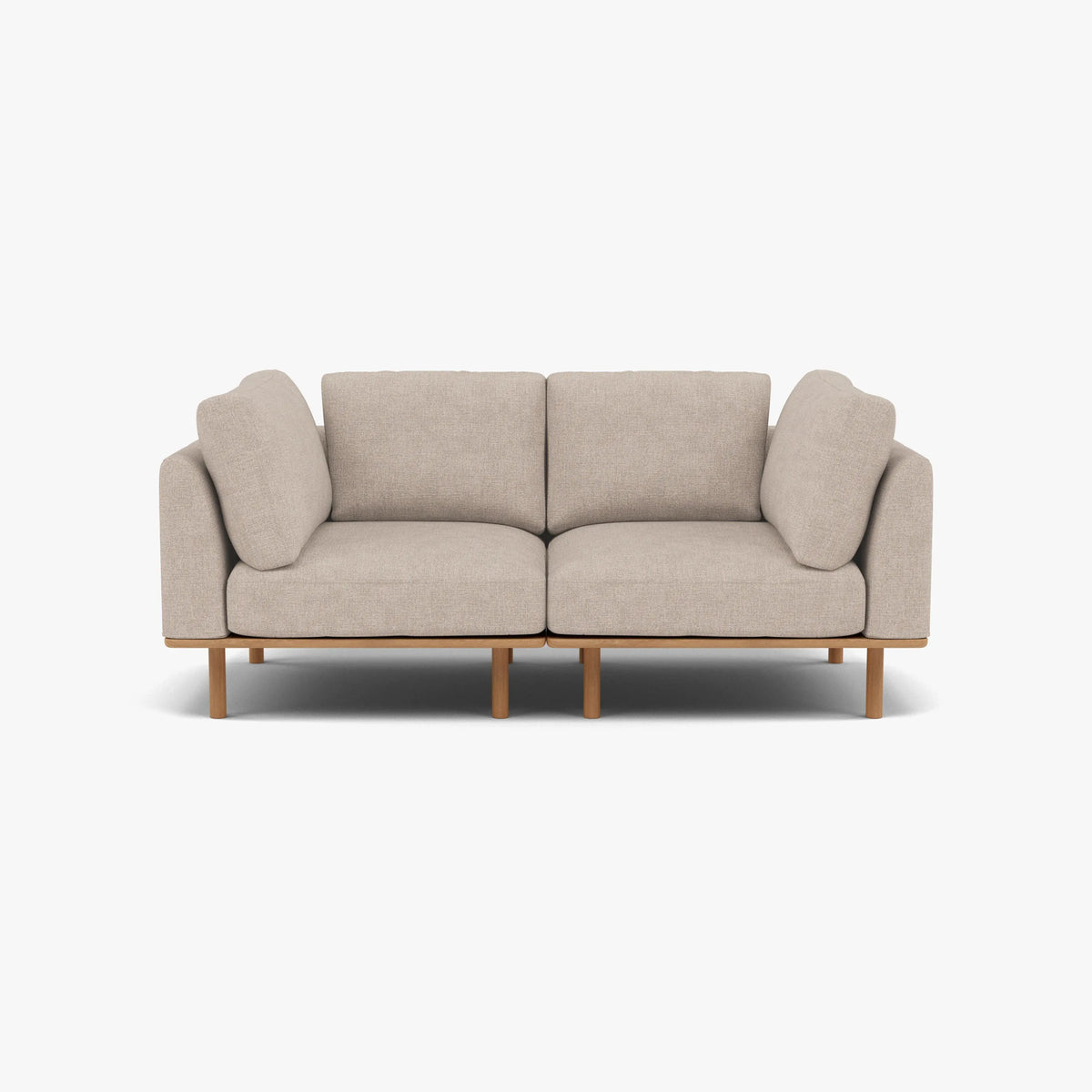 Anika Modular Sofa 2-Seater Ivory Beige Fabric Solid American Oak