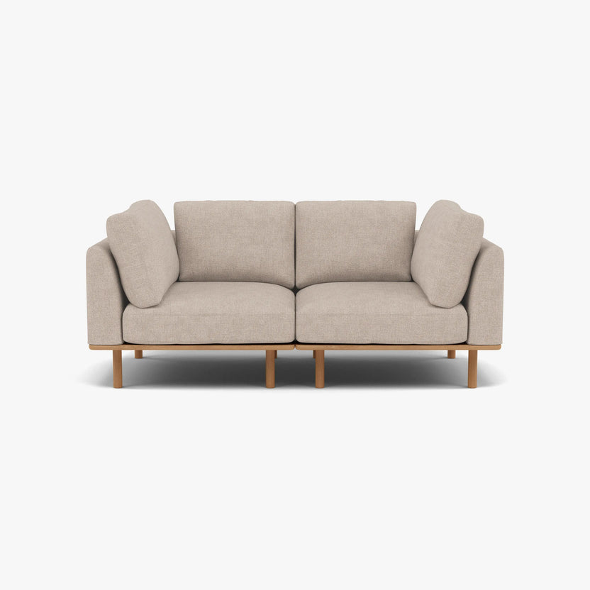 Anika Modular Sofa 2-Seater Ivory Beige Fabric Solid American Oak