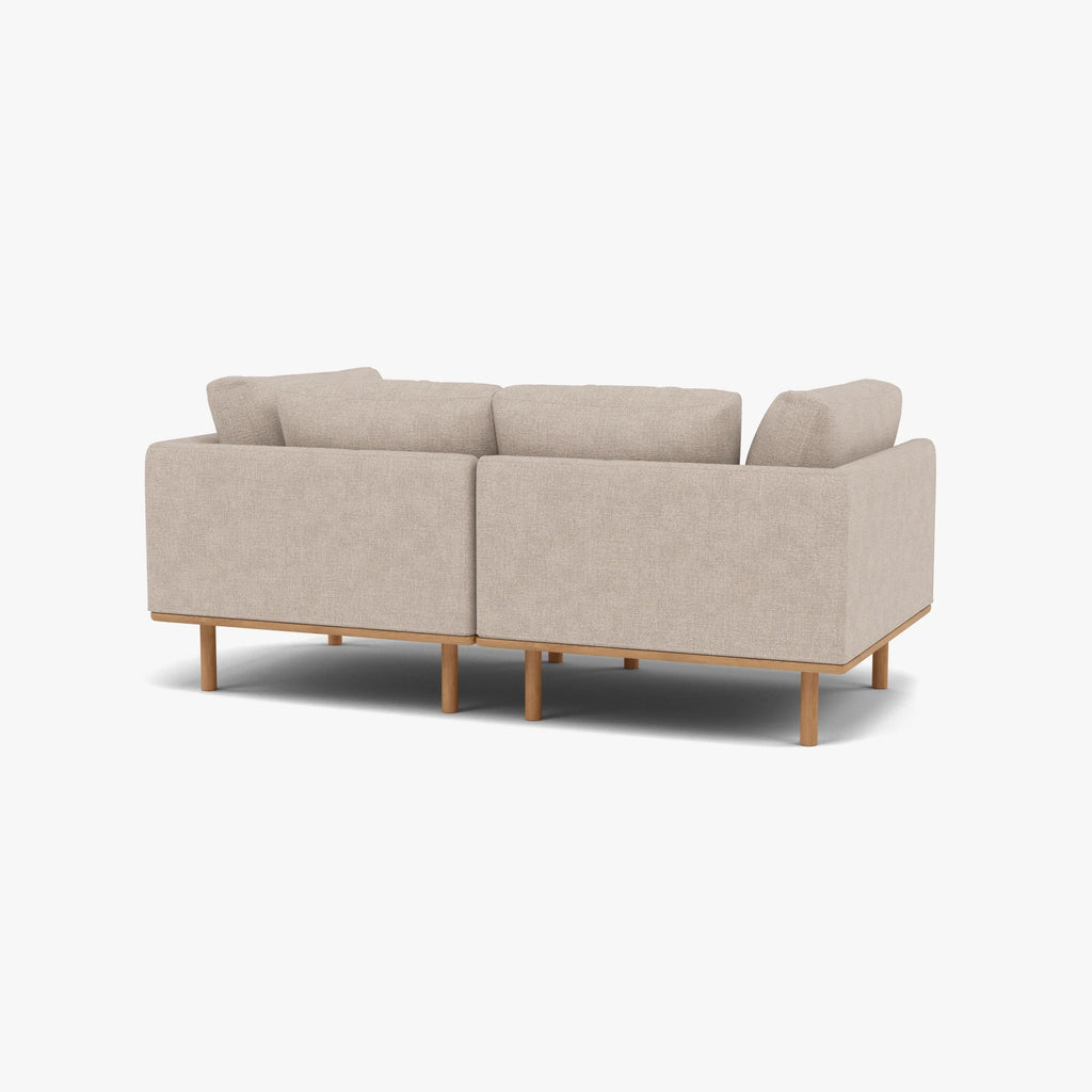Anika Modular Sofa 2-Seater Ivory Beige Fabric Solid American Oak