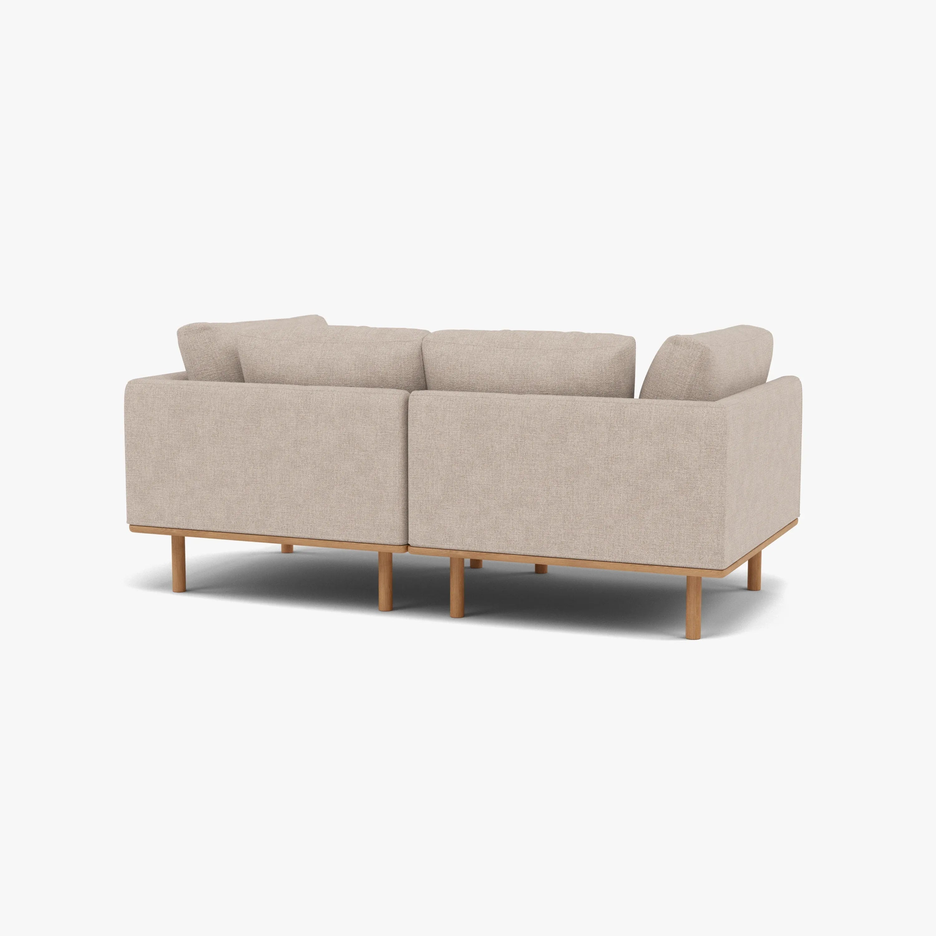 Anika Modular Sofa 2-Seater Ivory Beige Fabric Solid American Oak