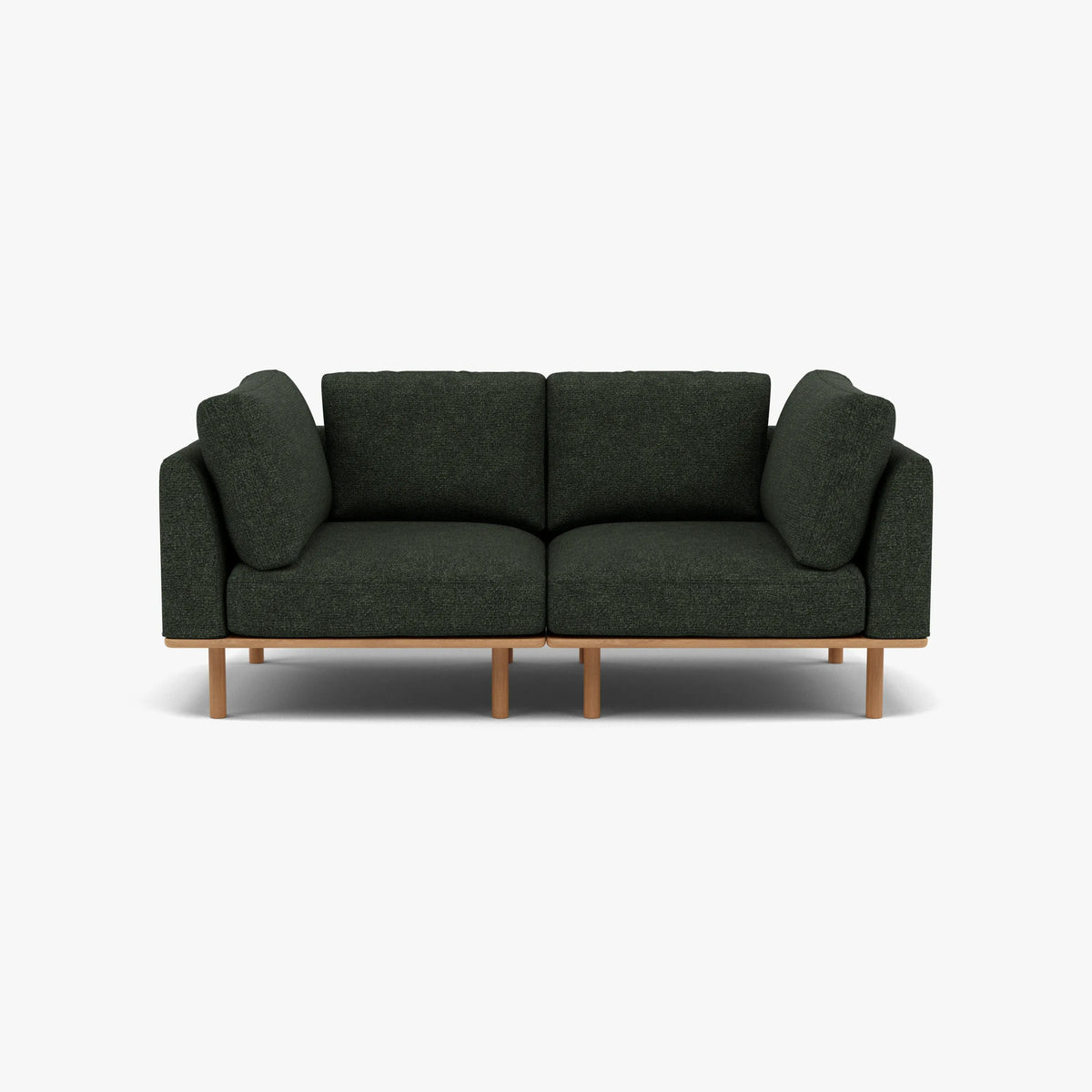 Anika Modular Sofa 2-Seater Olive Green Fabric Solid American Oak