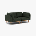 Anika Modular Sofa 2-Seater Olive Green Fabric Solid American Oak