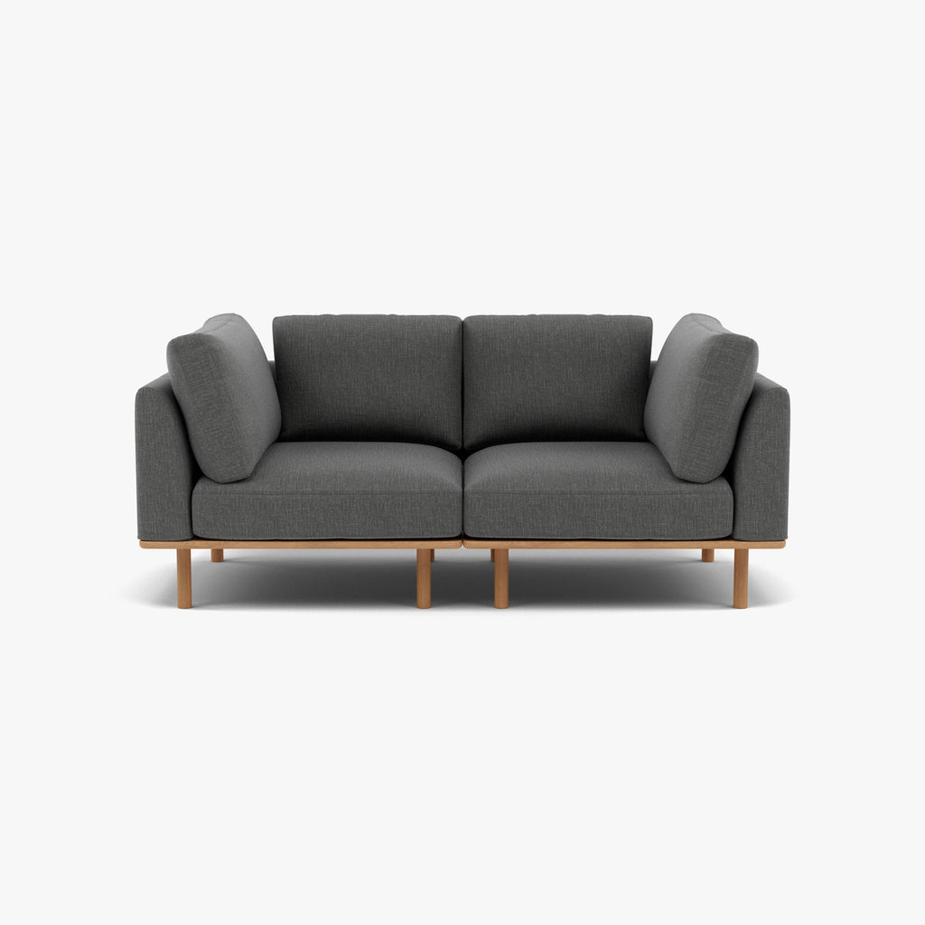 Anika Modular Sofa 2-Seater Steel Gray Fabric Solid American Oak