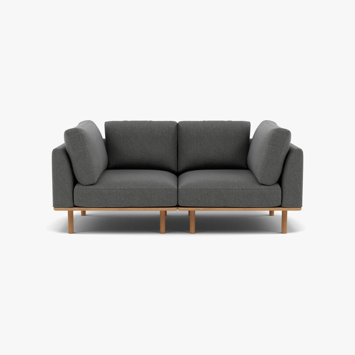 Anika Modular Sofa 2-Seater Steel Gray Fabric Solid American Oak