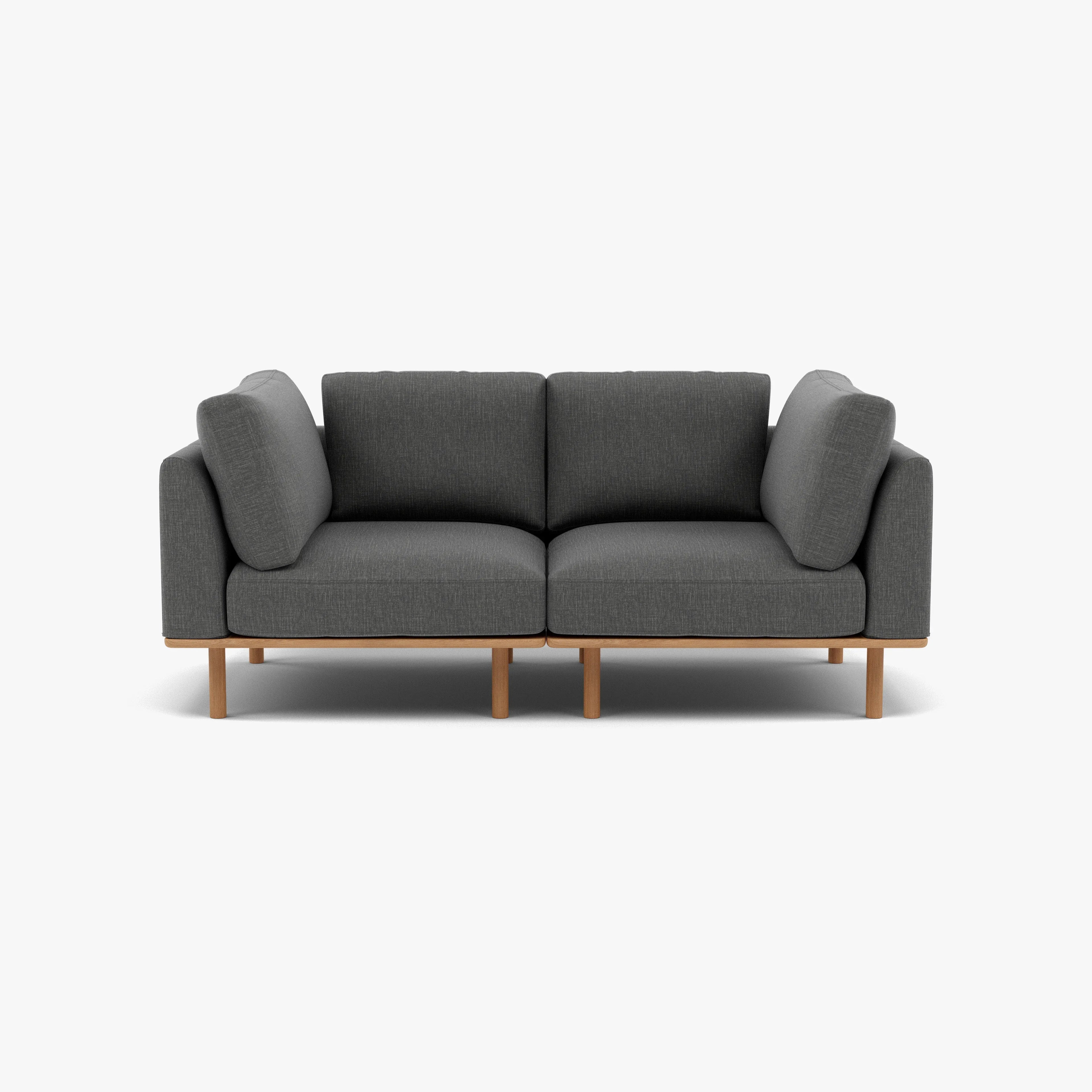 Anika Modular Sofa 2-Seater Steel Gray Fabric Solid American Oak