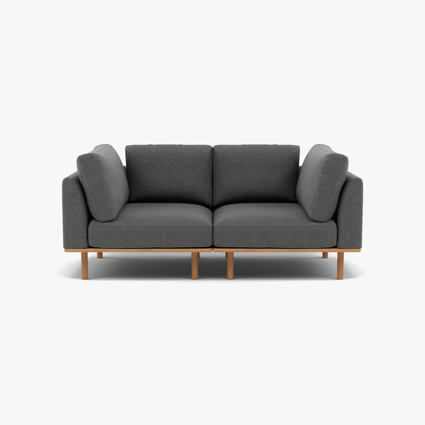 Anika Modular Sofa 2-Seater Steel Gray Fabric Solid American Oak