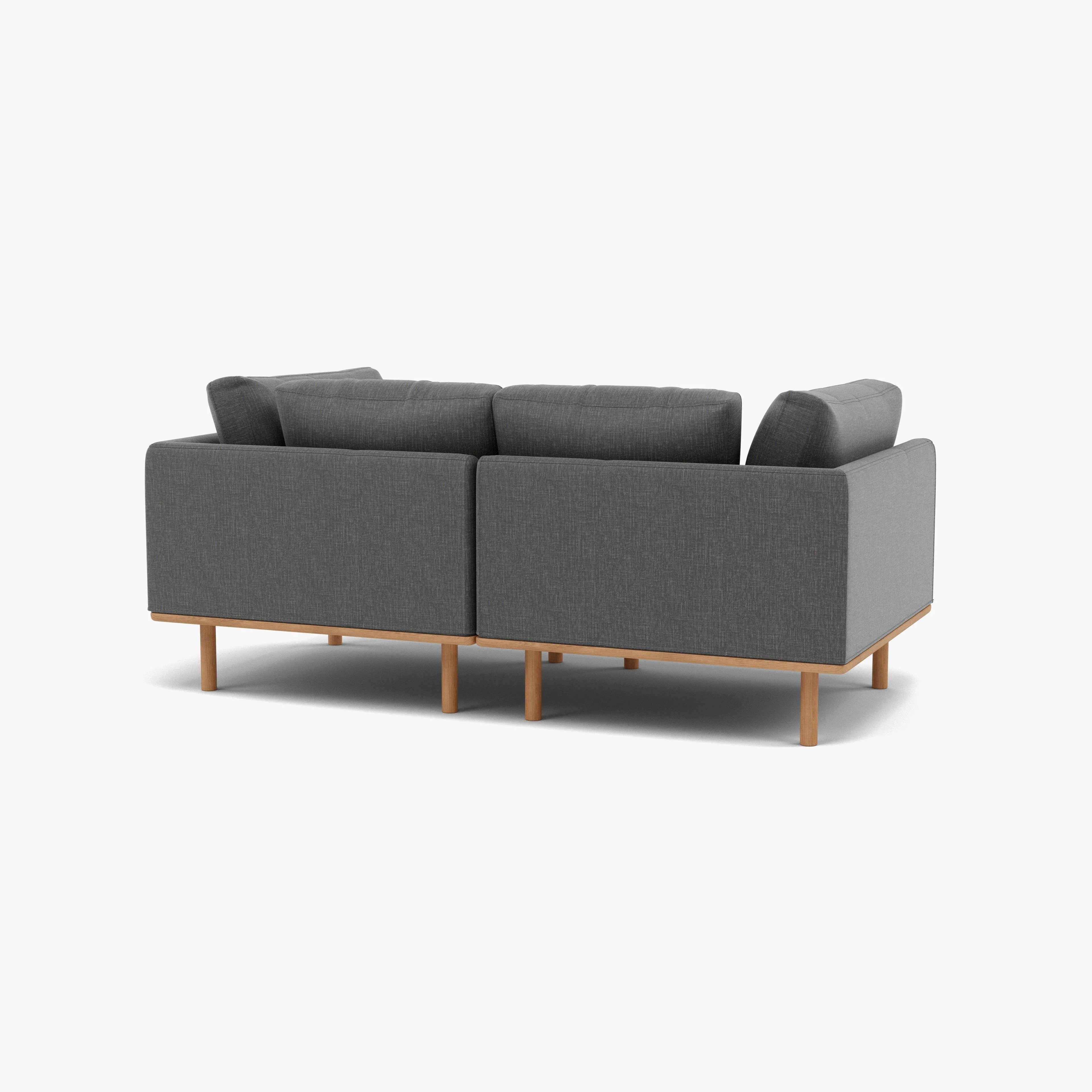 Anika Modular Sofa 2-Seater Steel Gray Fabric Solid American Oak