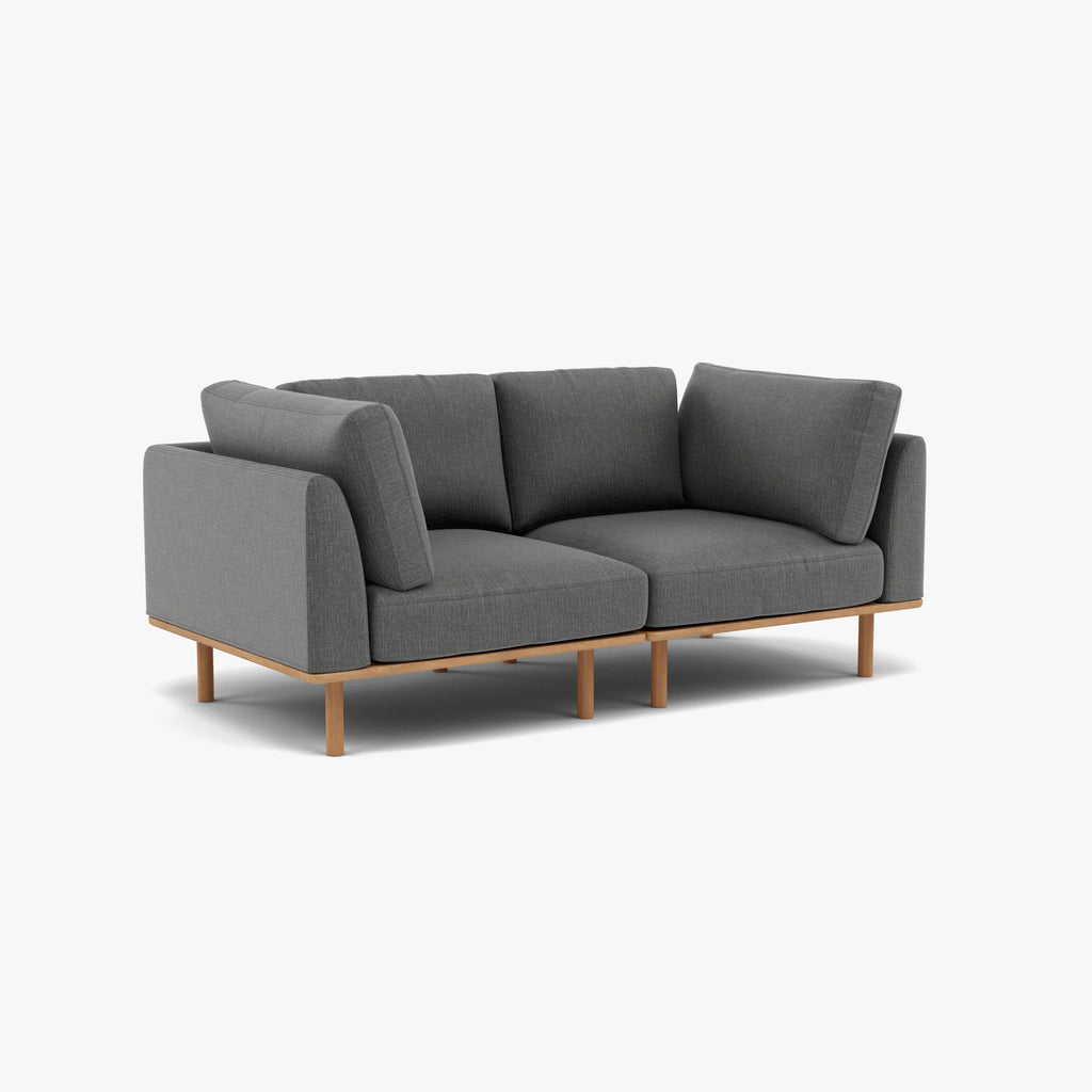 Anika Modular Sofa 2-Seater Steel Gray Fabric Solid American Oak