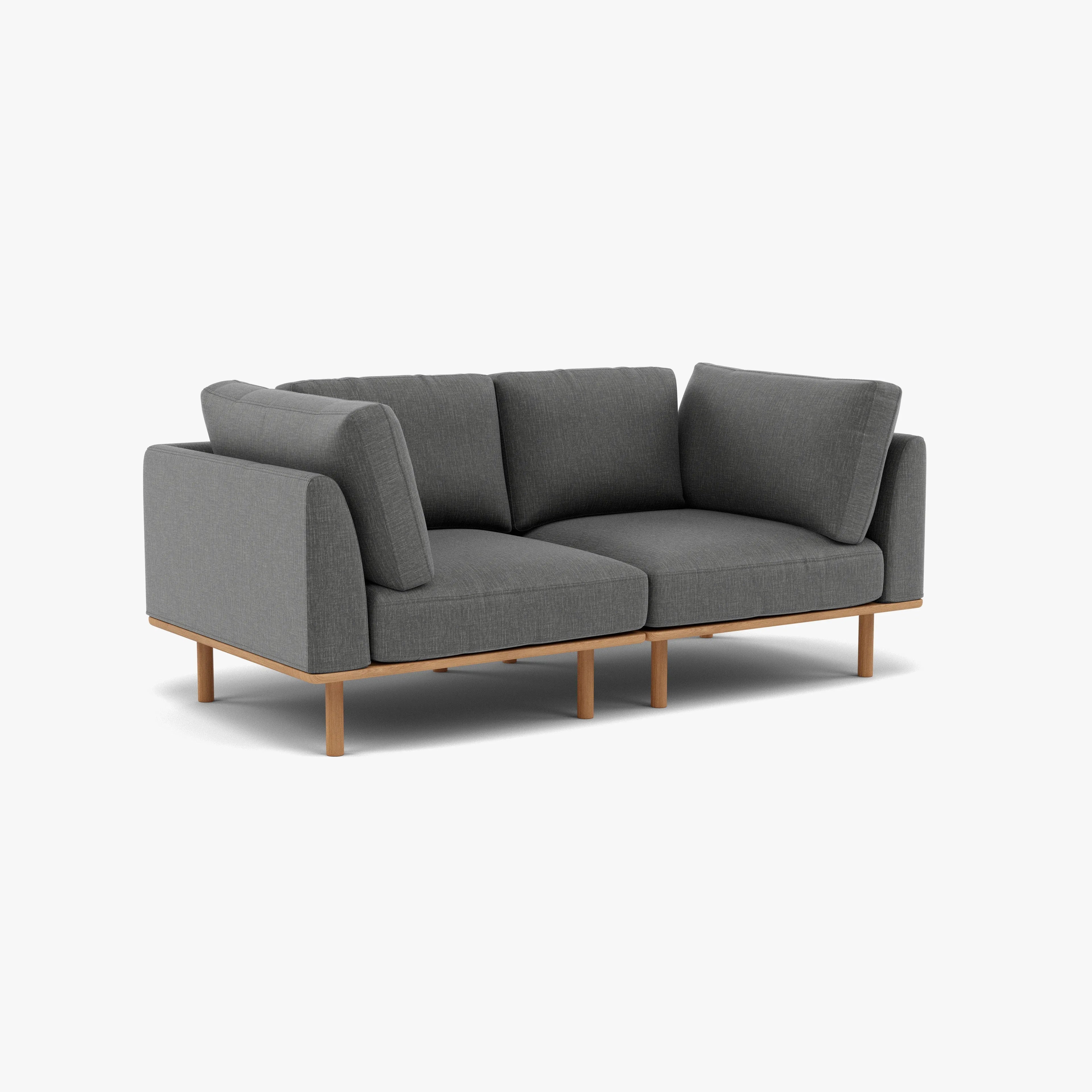 Anika Modular Sofa 2-Seater Steel Gray Fabric Solid American Oak