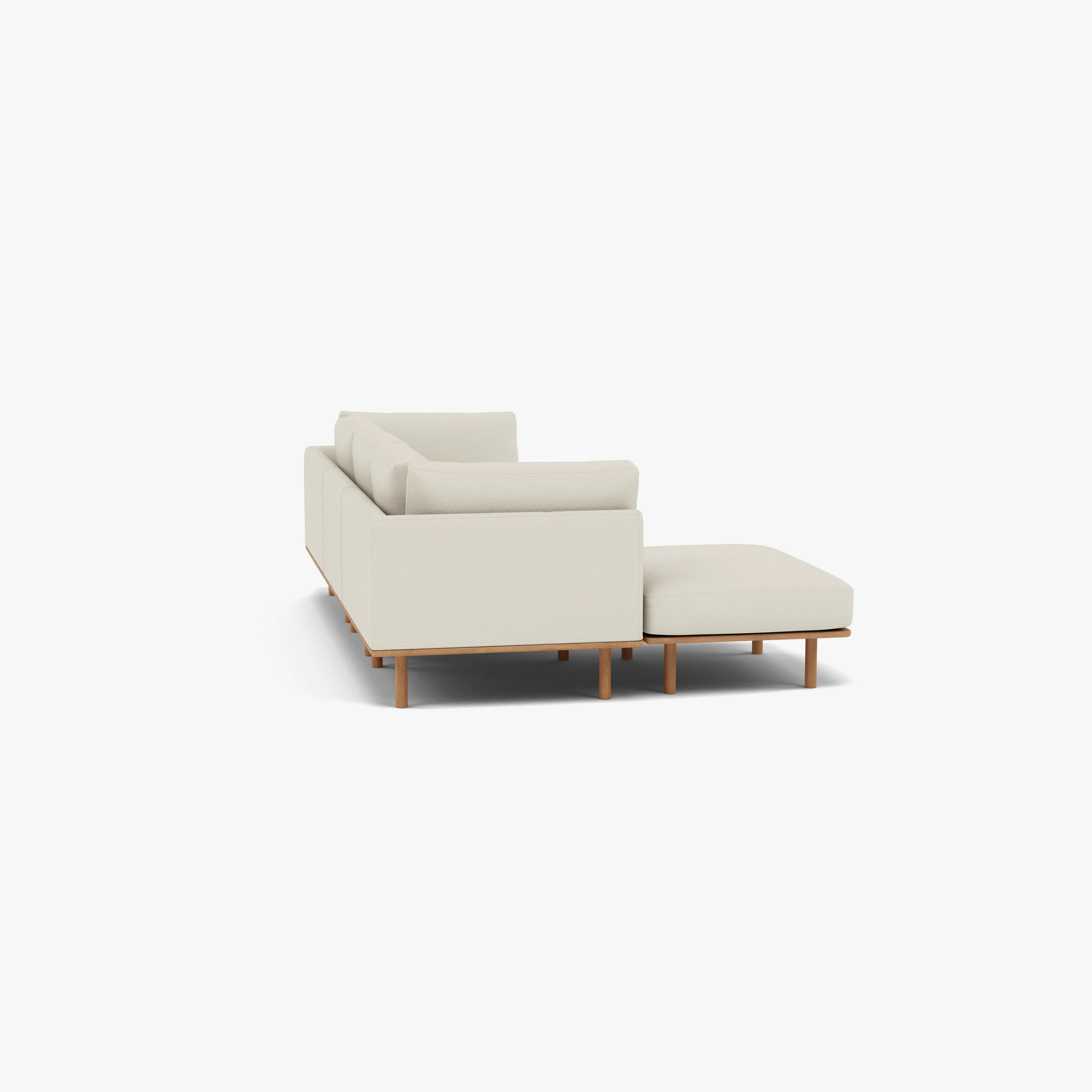 Anika Modular Sofa 3-Seater Chaise Bone White Fabric Solid American Oak