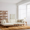 Anika Modular Sofa 3-Seater Chaise Bone White Fabric Solid American Oak