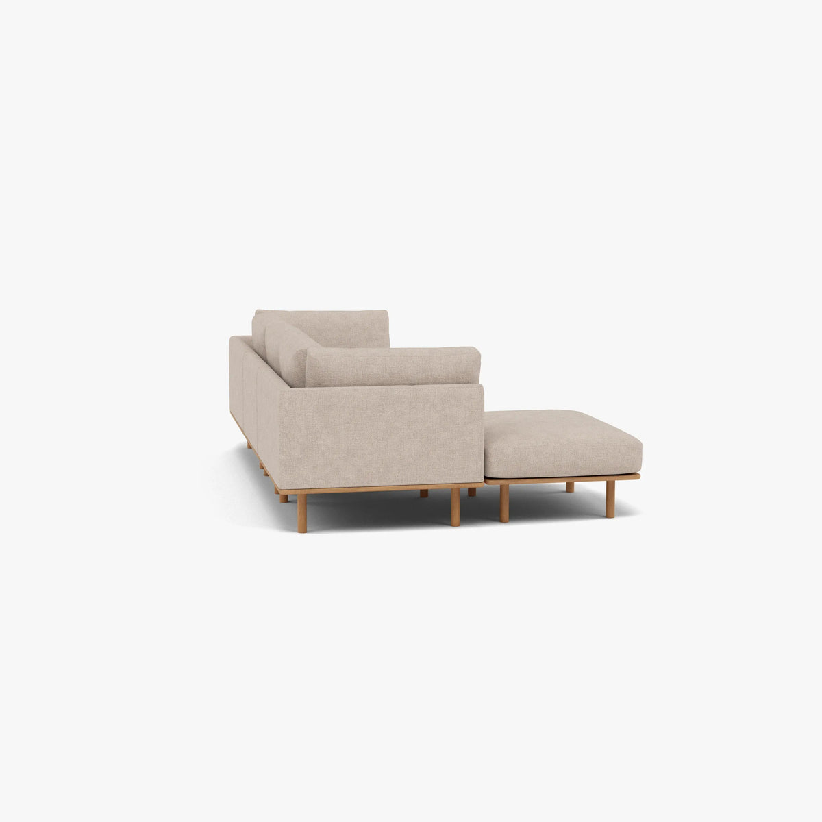 Anika Modular Sofa 3-Seater Chaise Ivory Beige Fabric Solid American Oak