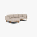 Anika Modular Sofa 3-Seater Chaise Ivory Beige Fabric Solid American Oak