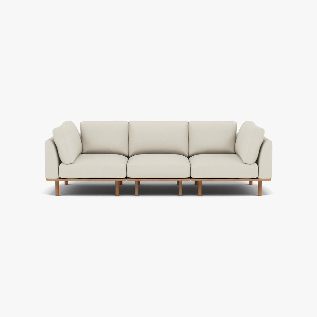 Anika Modular Sofa 3-Seater Bone White Fabric Solid American Oak