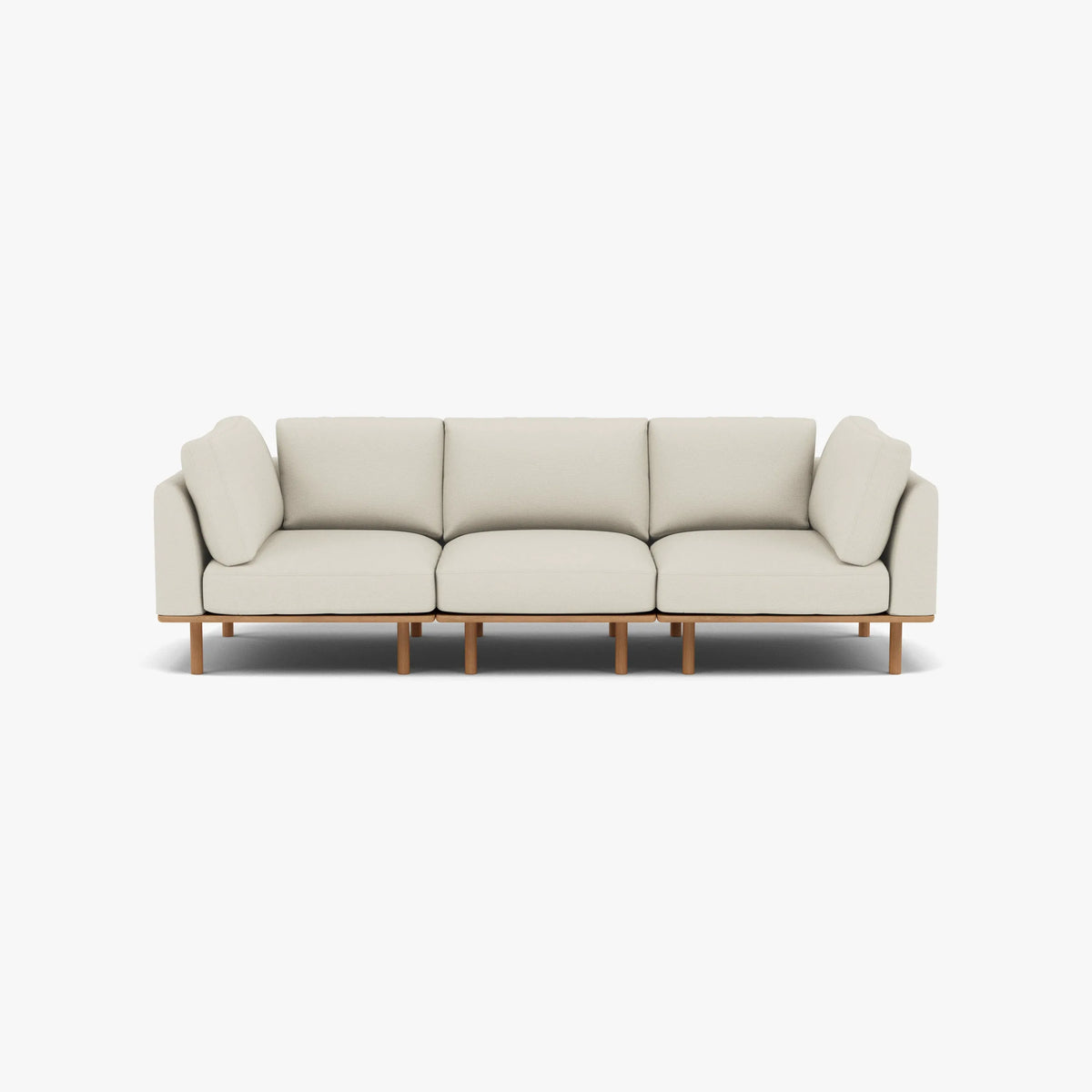 Anika Modular Sofa 3-Seater Bone White Fabric Solid American Oak