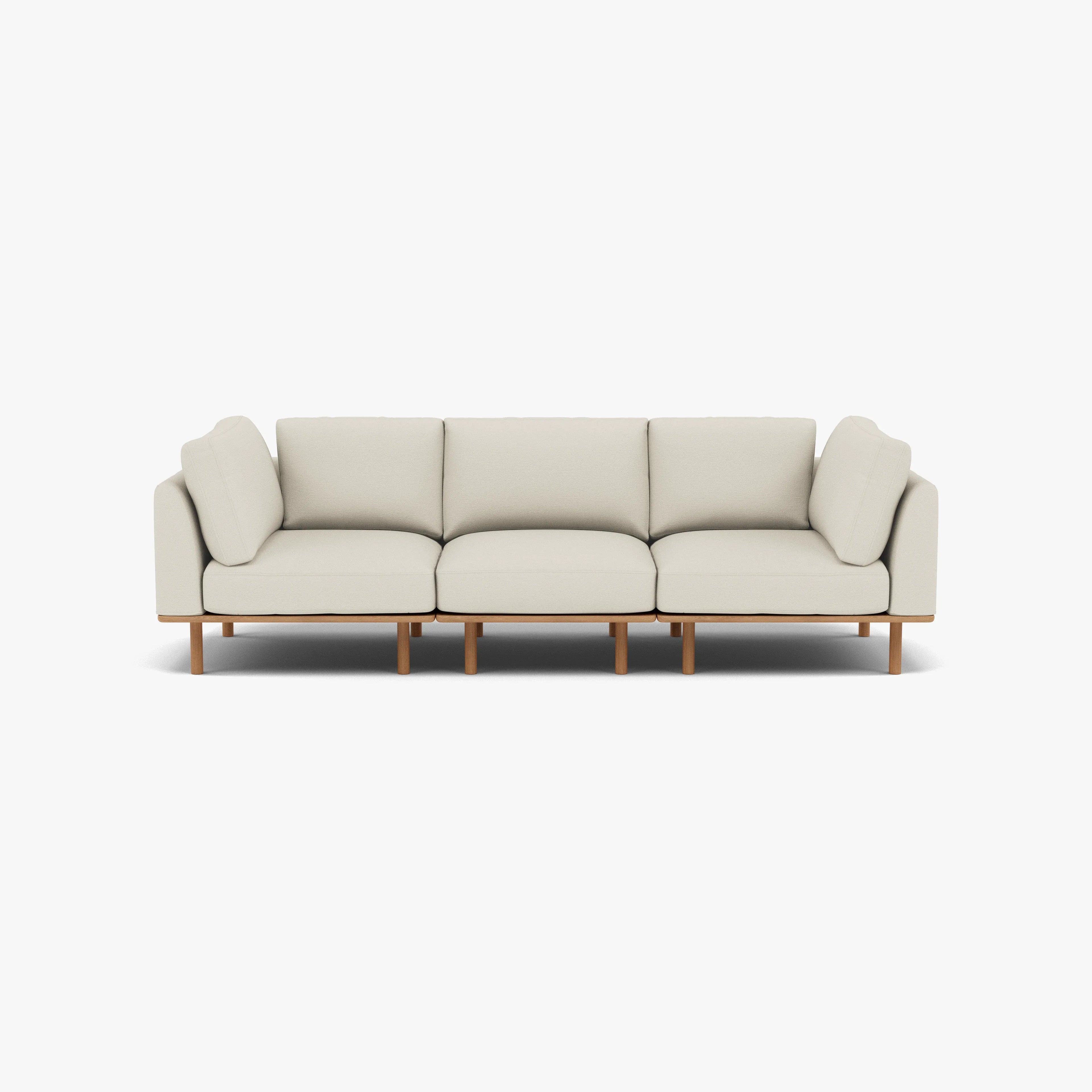 Anika Modular Sofa 3-Seater Bone White Fabric Solid American Oak