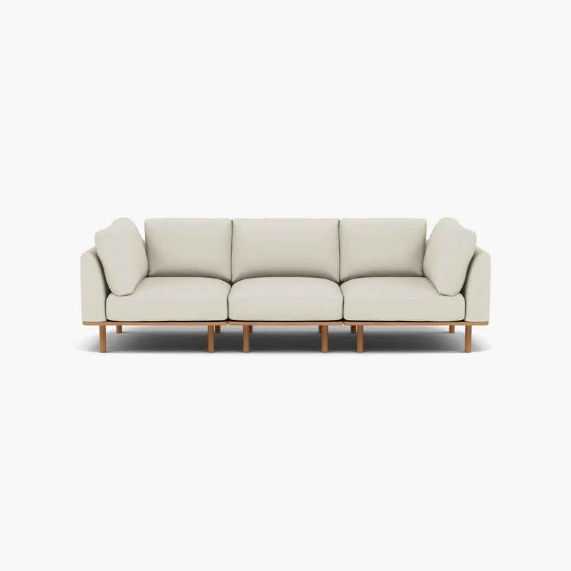 Anika Modular Sofa 3-Seater Bone White Fabric Solid American Oak