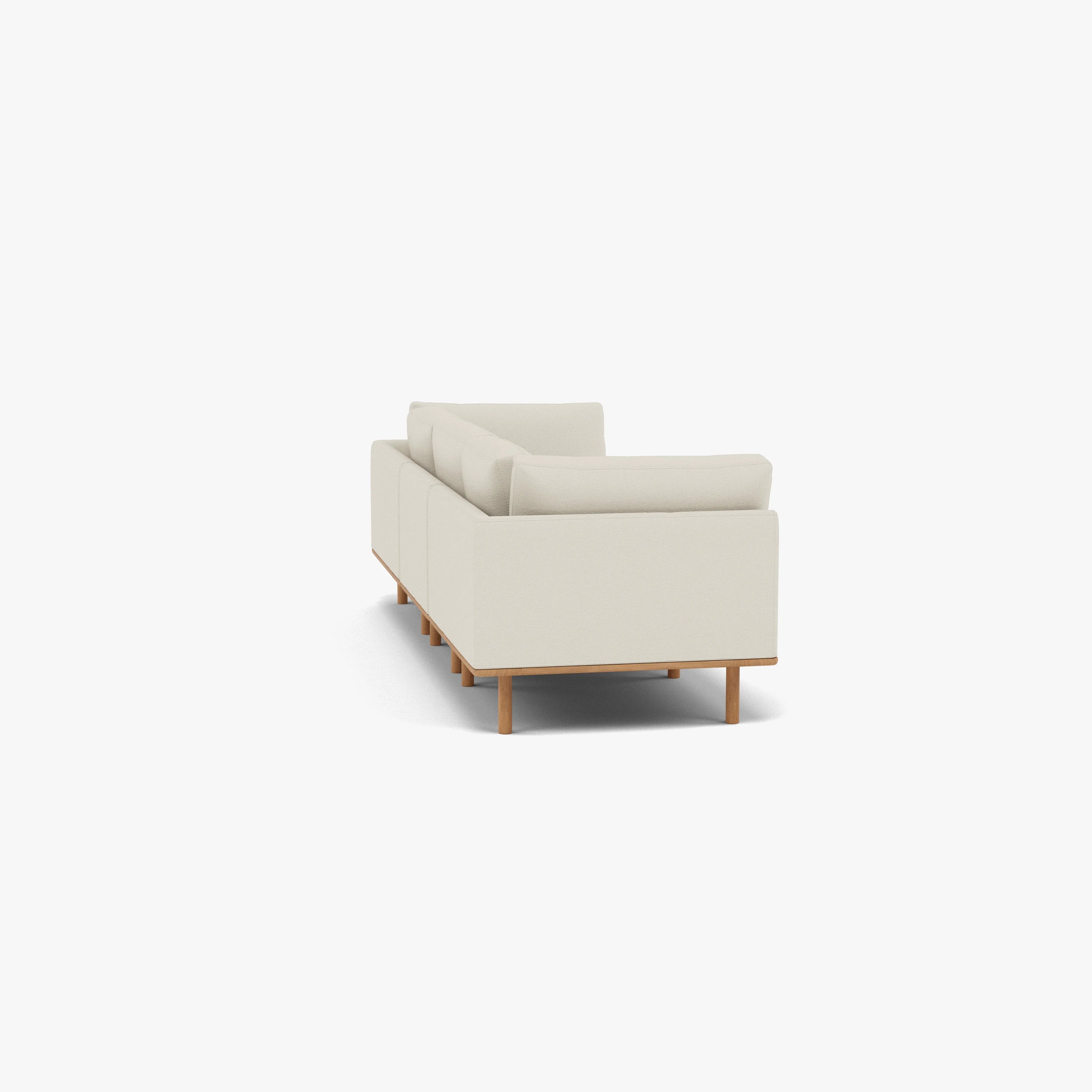Anika Modular Sofa 3-Seater Bone White Fabric Solid American Oak