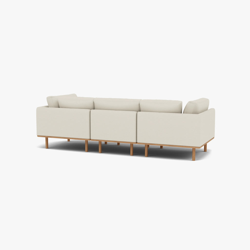Anika Modular Sofa 3-Seater Bone White Fabric Solid American Oak