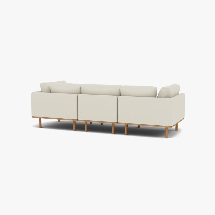 Anika Modular Sofa 3-Seater Bone White Fabric Solid American Oak