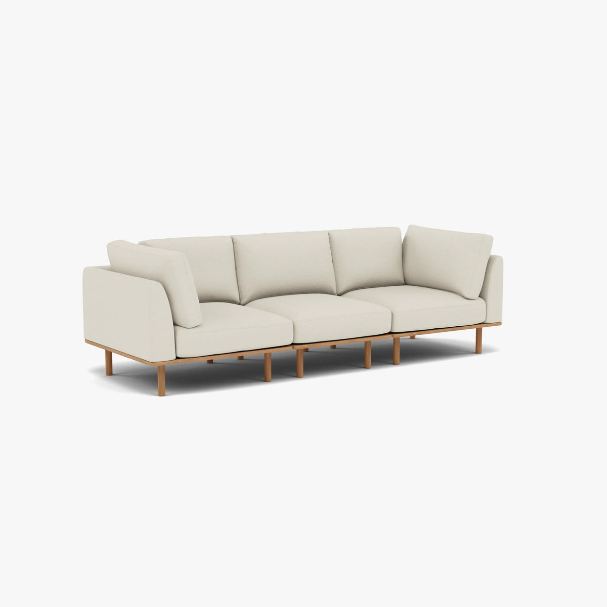 Anika Modular Sofa 3-Seater Bone White Fabric Solid American Oak