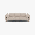 Anika Modular Sofa 3-Seater Ivory Beige Fabric Solid American Oak