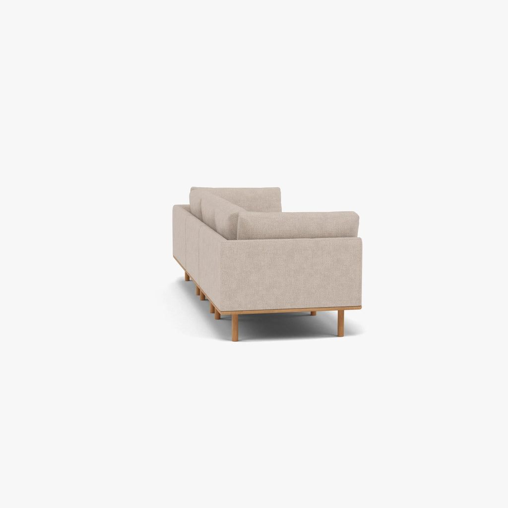 Anika Modular Sofa 3-Seater Ivory Beige Fabric Solid American Oak
