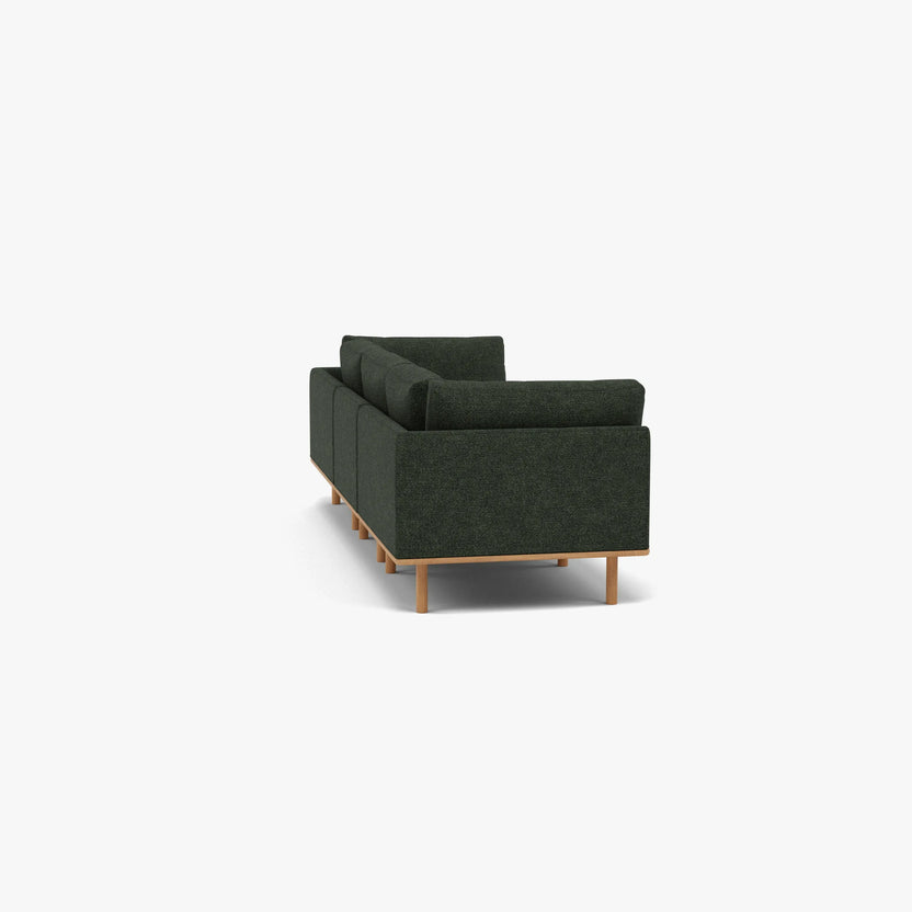 Anika Modular Sofa 3-Seater Olive Green Fabric Solid American Oak