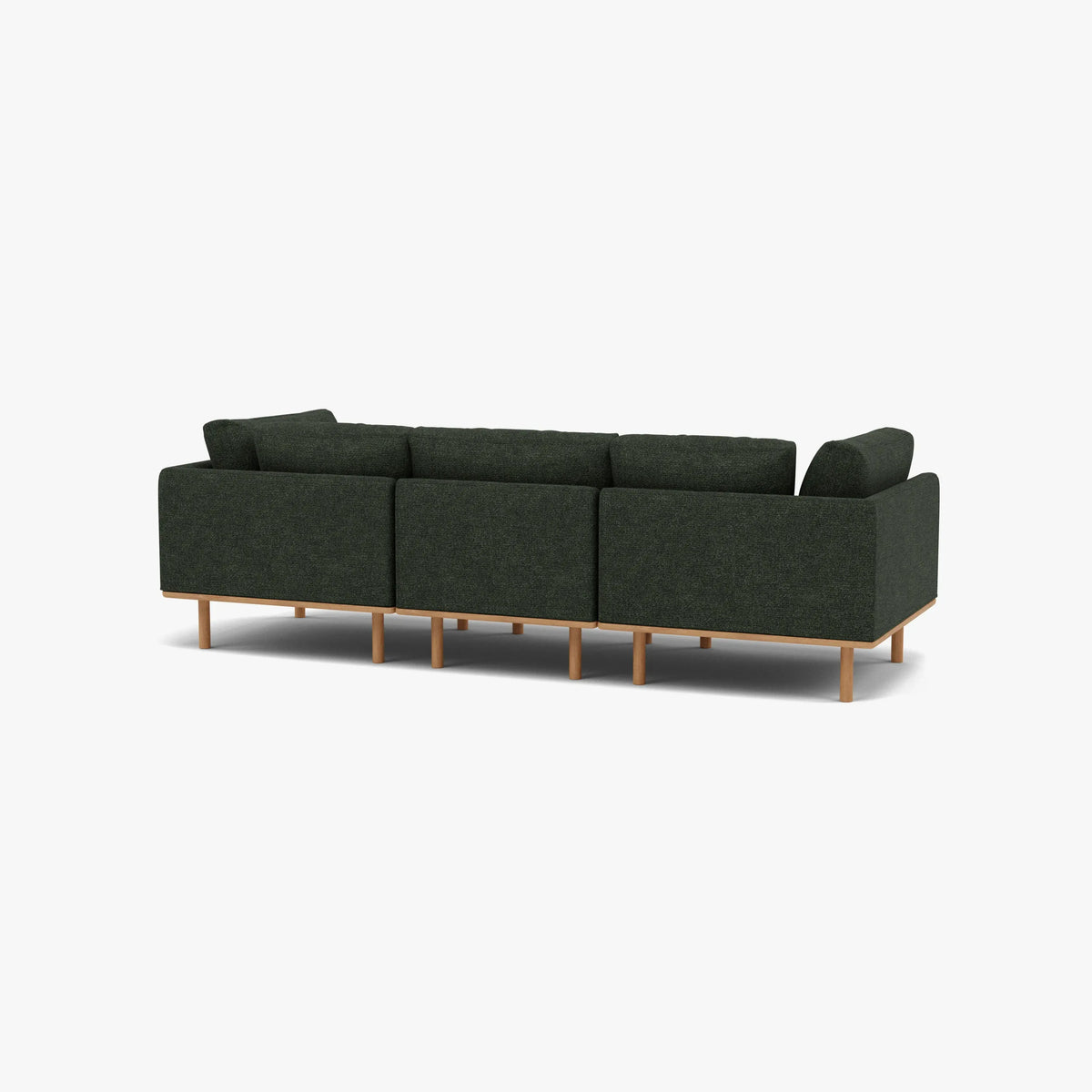 Anika Modular Sofa 3-Seater Olive Green Fabric Solid American Oak