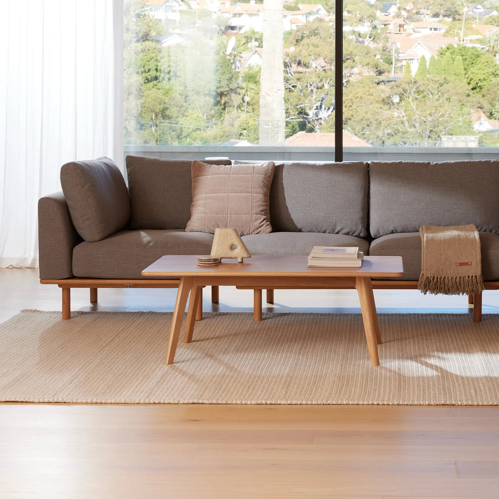 Anika Modular Sofa 3-Seater Steel Gray Fabric Solid American Oak