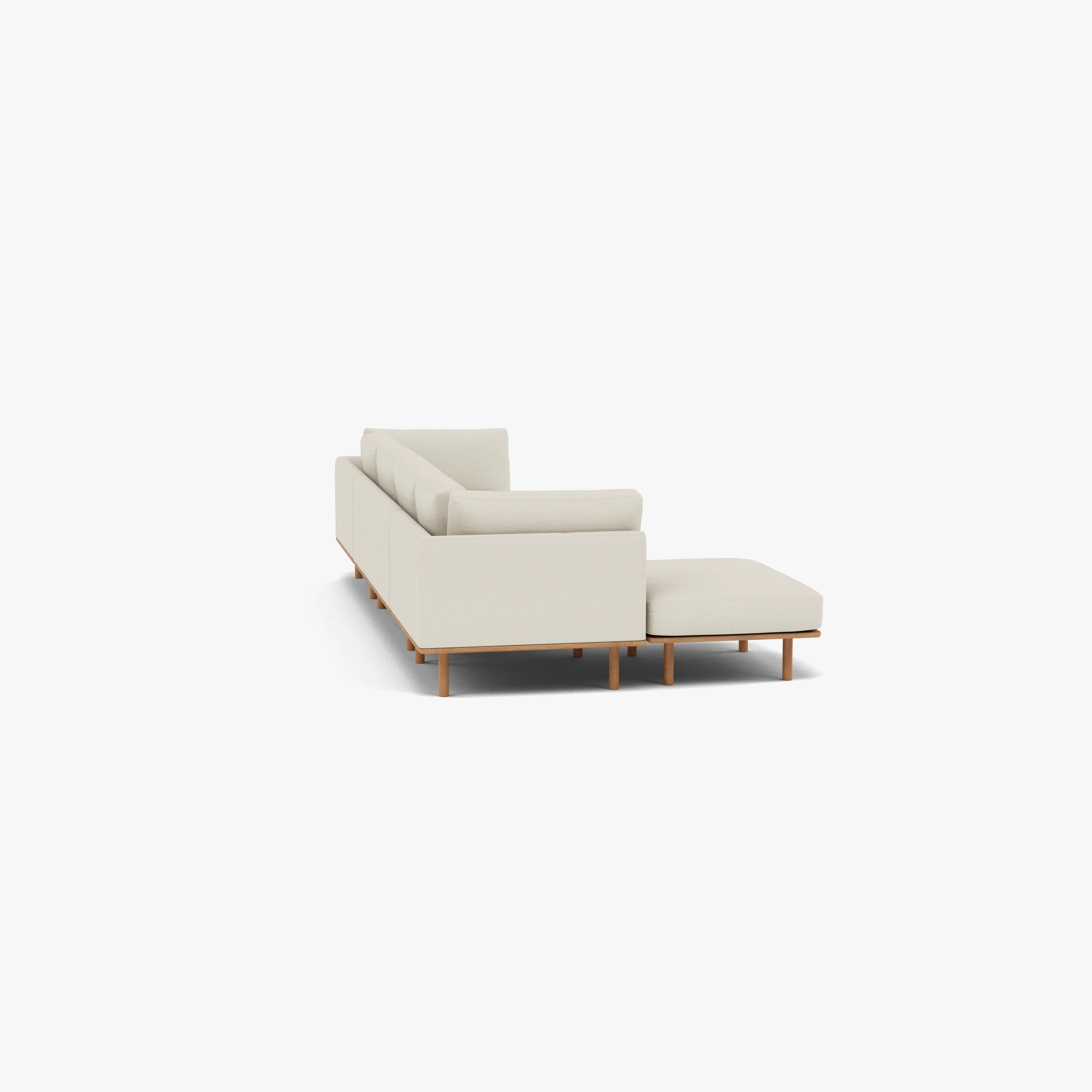 Anika Modular Sofa 4-Seater Chaise Bone White Fabric Solid American Oak