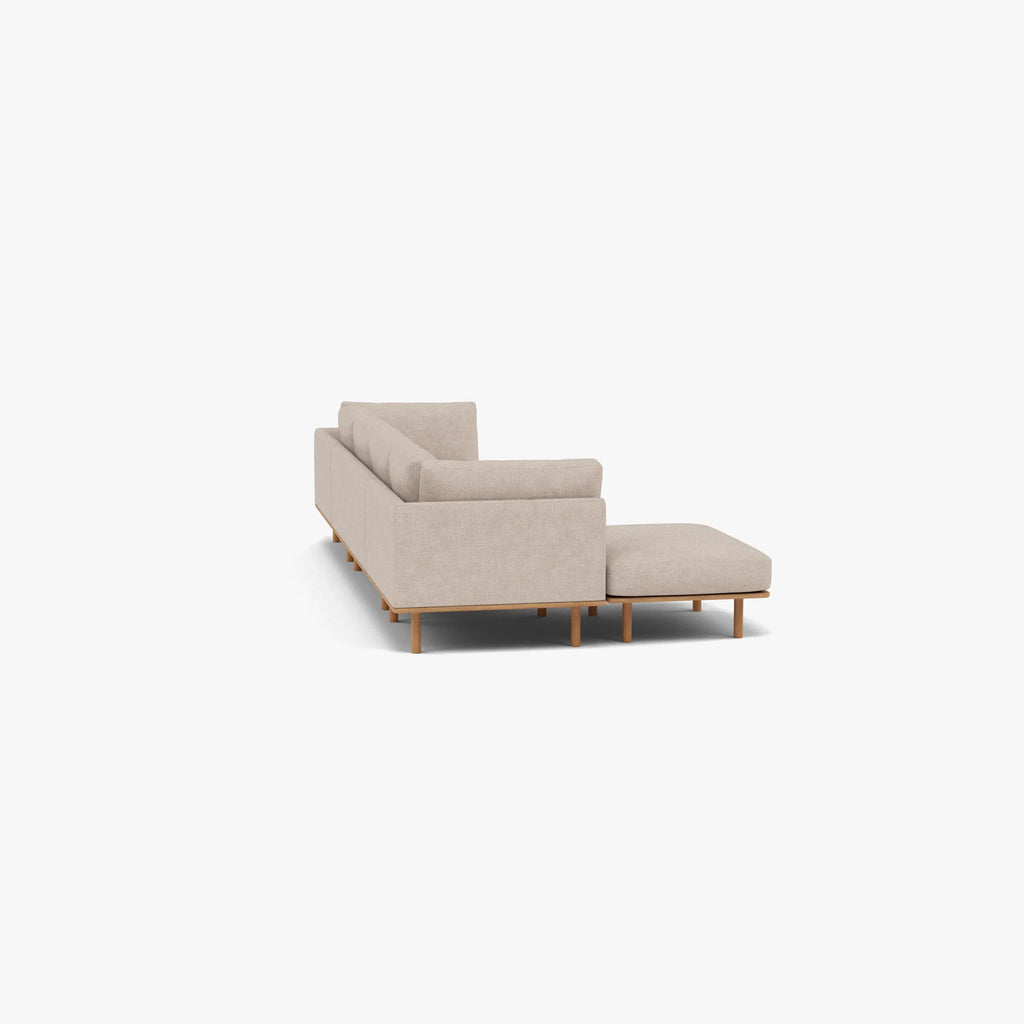 Anika Modular Sofa 4-Seater Chaise Ivory Beige Fabric Solid American Oak