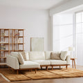 Anika Modular Sofa 4-Seater Corner Bone White Fabric Solid American Oak