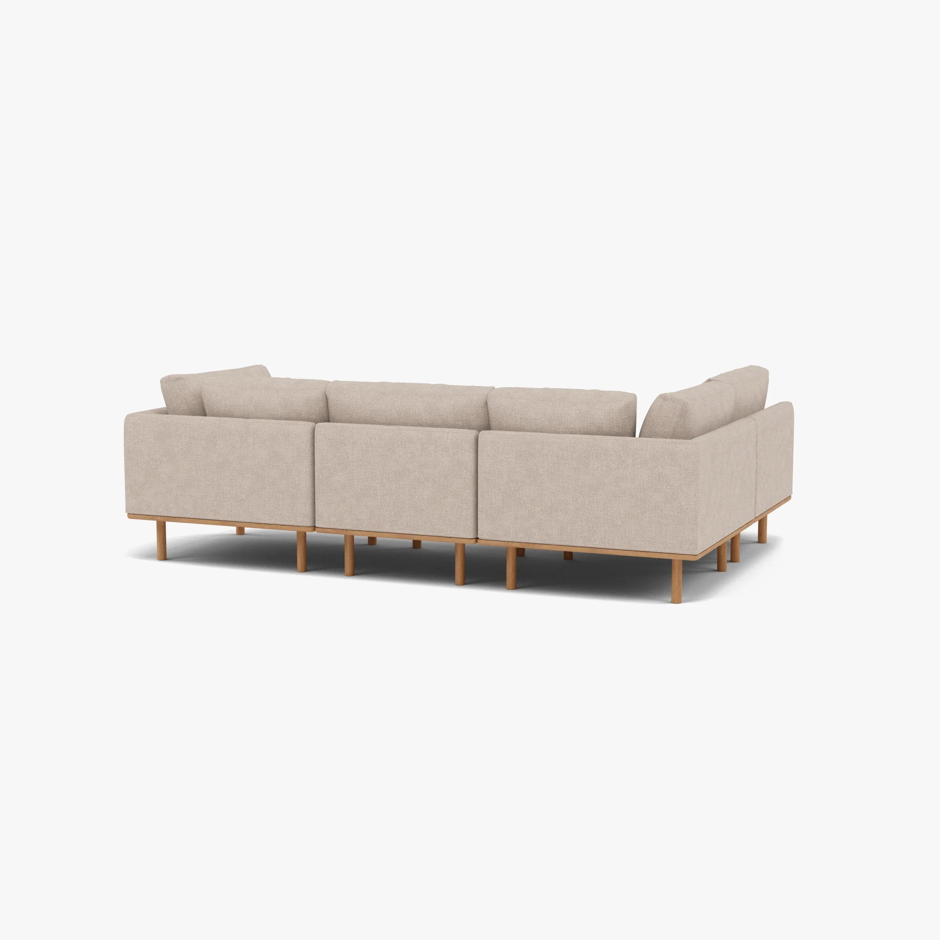 Anika Modular Sofa 4-Seater Corner Ivory Beige Fabric Solid American Oak