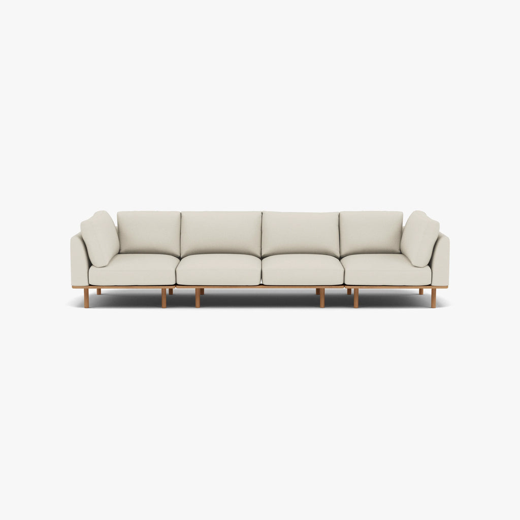 Anika Modular Sofa 4-Seater Bone White Fabric Solid American Oak