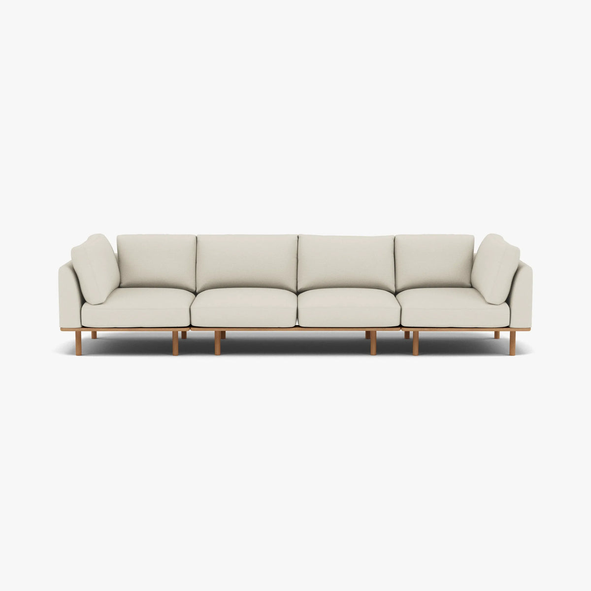 Anika Modular Sofa 4-Seater Bone White Fabric Solid American Oak