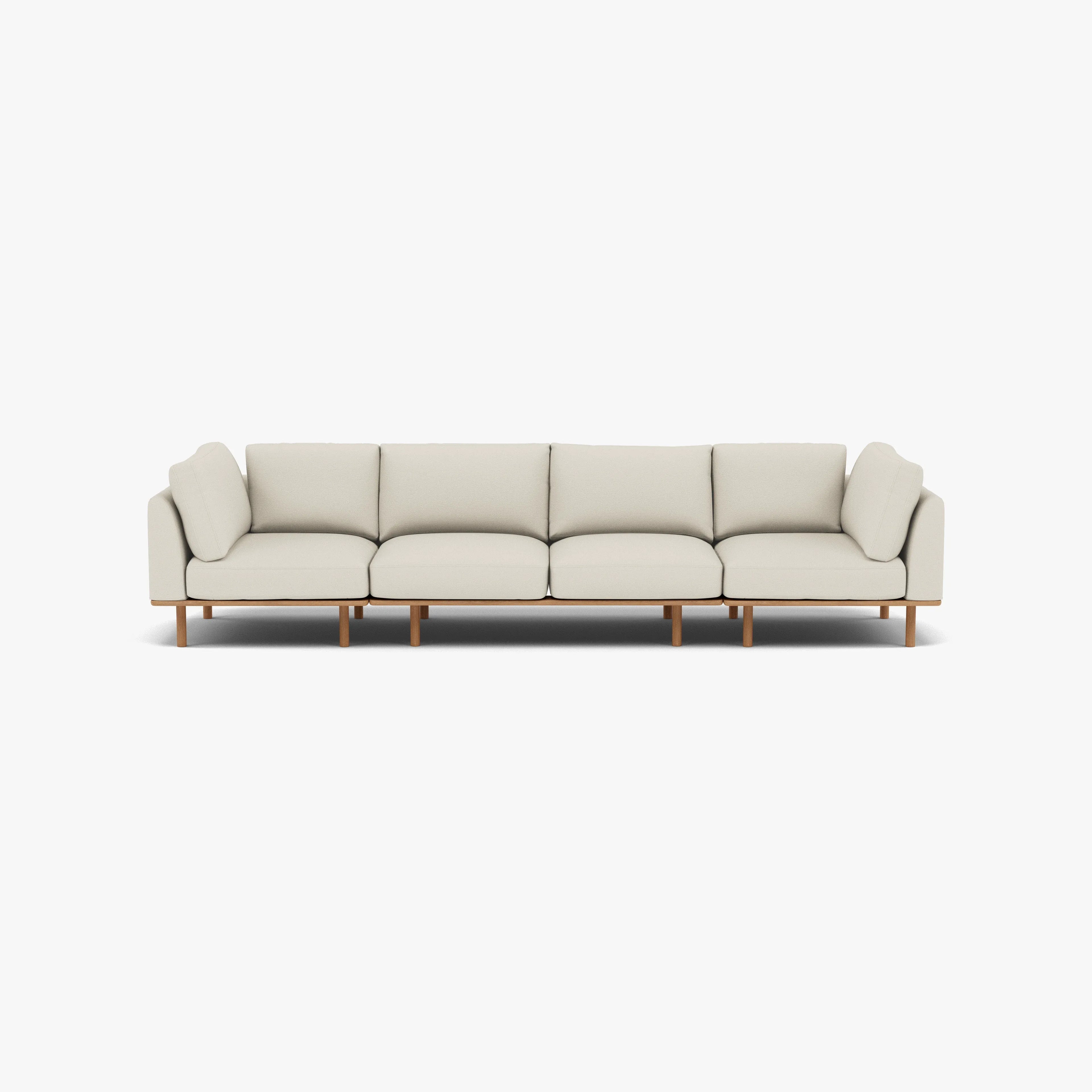 Anika Modular Sofa 4-Seater Bone White Fabric Solid American Oak