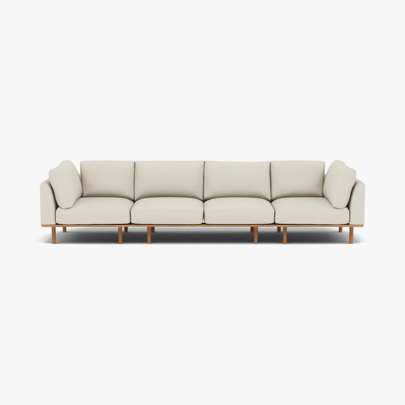 Anika Modular Sofa 4-Seater Bone White Fabric Solid American Oak