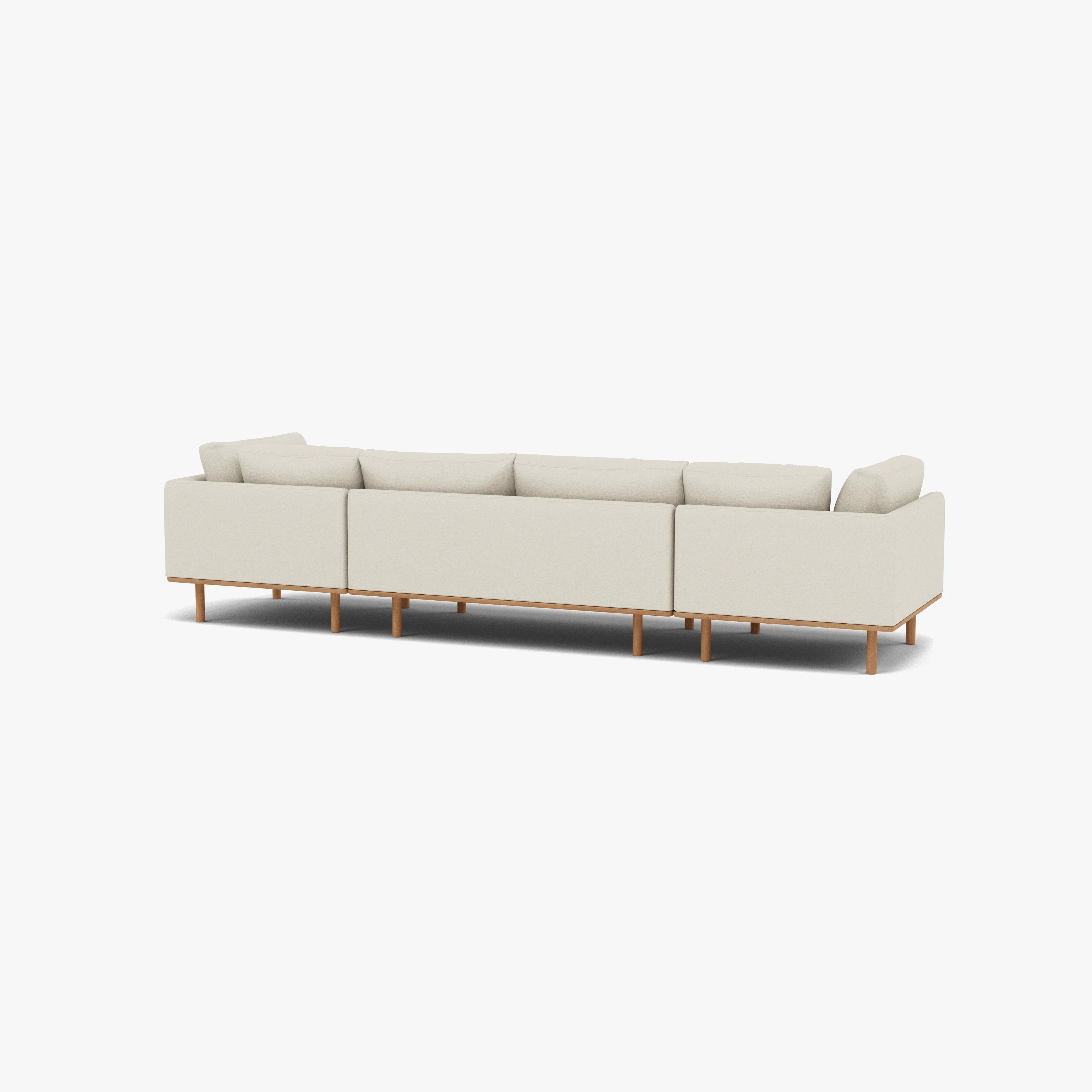 Anika Modular Sofa 4-Seater Bone White Fabric Solid American Oak
