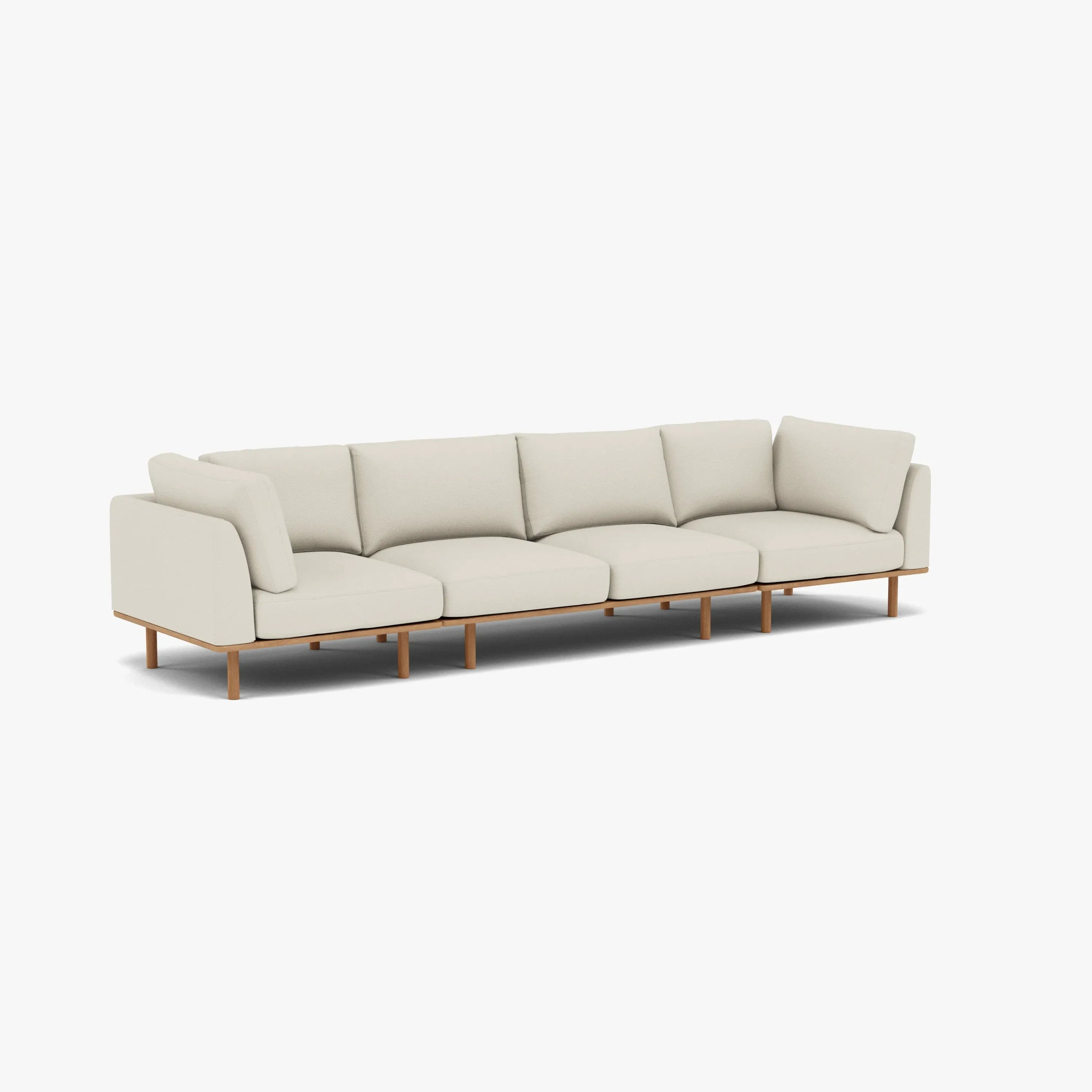 Anika Modular Sofa 4-Seater Bone White Fabric Solid American Oak