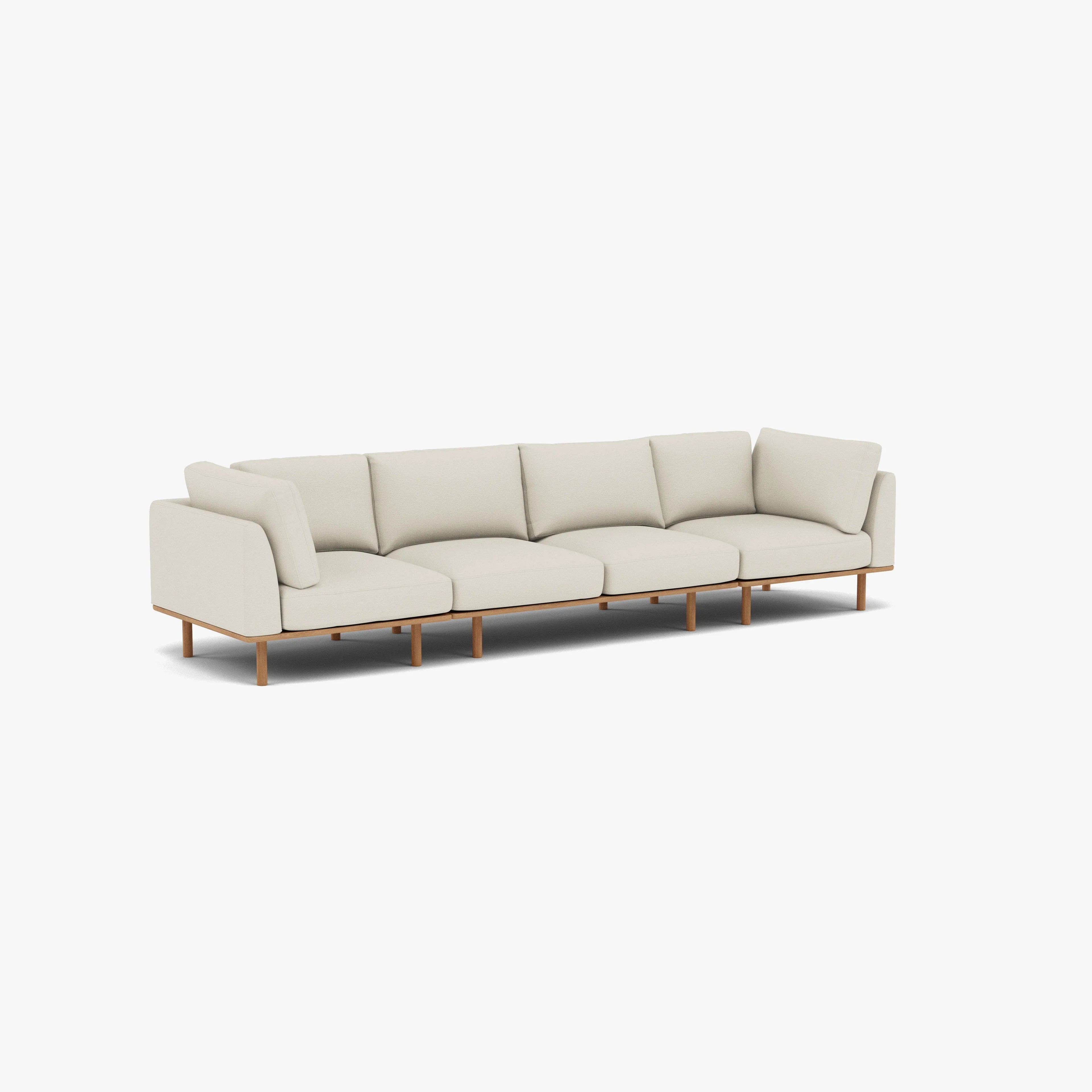 Anika Modular Sofa 4-Seater Bone White Fabric Solid American Oak