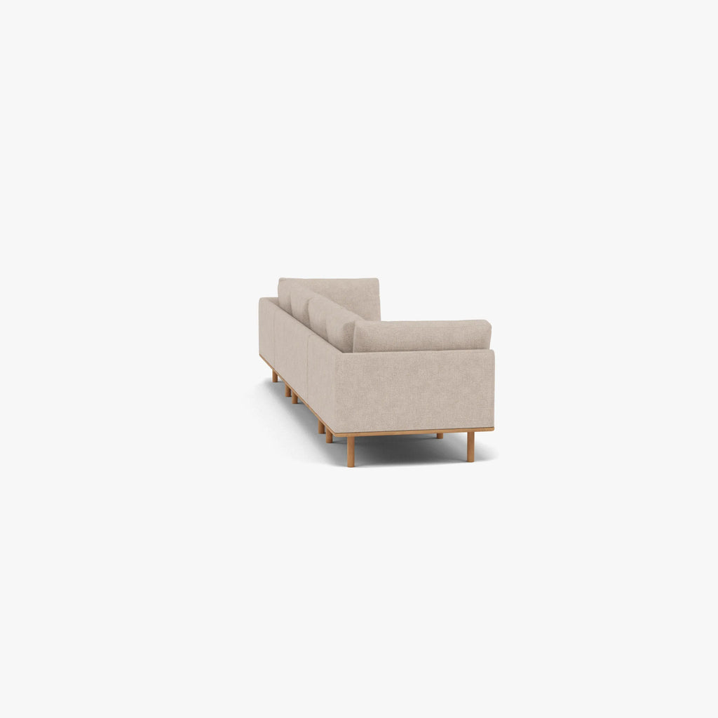 Anika Modular Sofa 4-Seater Ivory Beige Fabric Solid American Oak