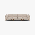 Anika Modular Sofa 4-Seater Ivory Beige Fabric Solid American Oak