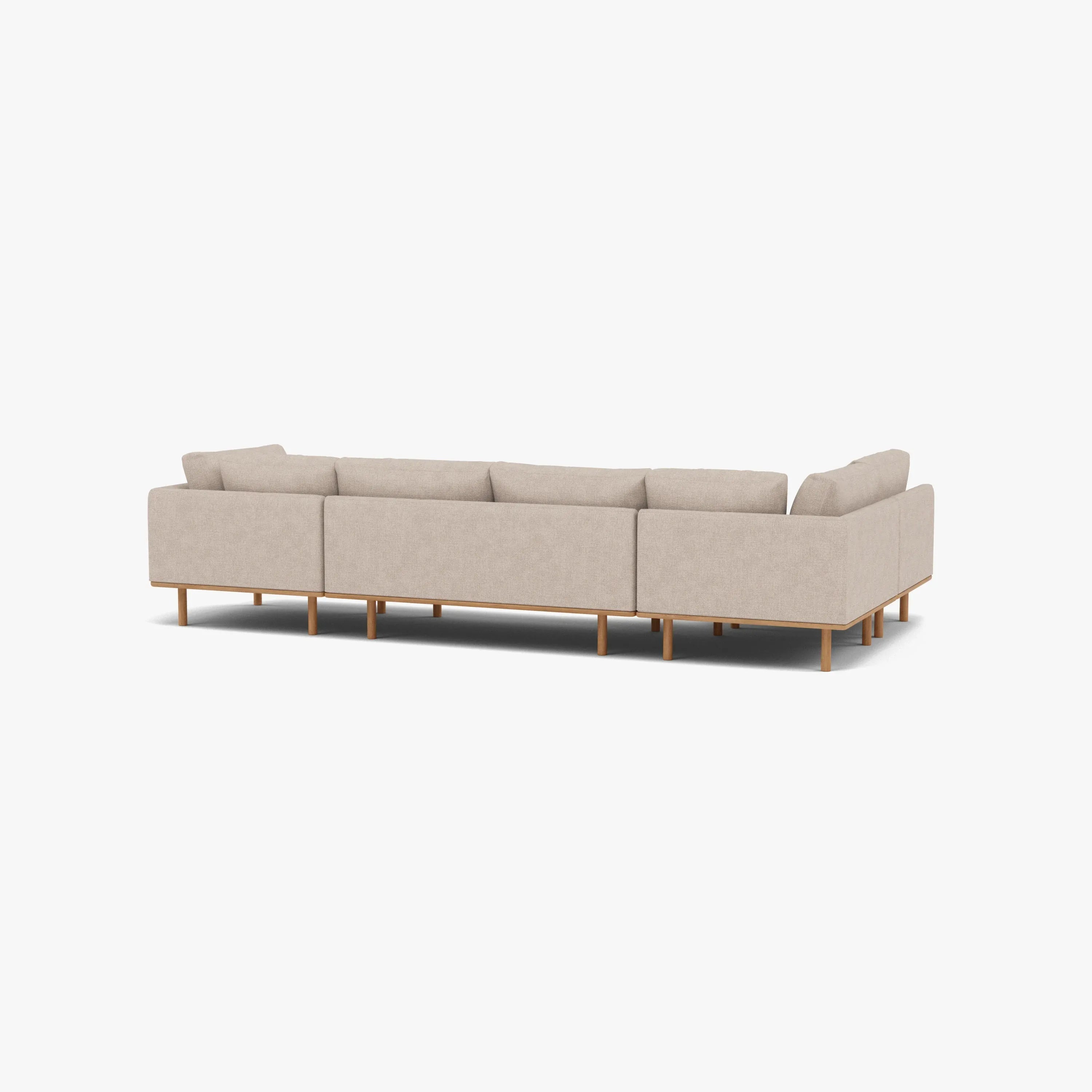 Anika Modular Sofa 5-Seater Corner Ivory Beige Fabric Solid American Oak