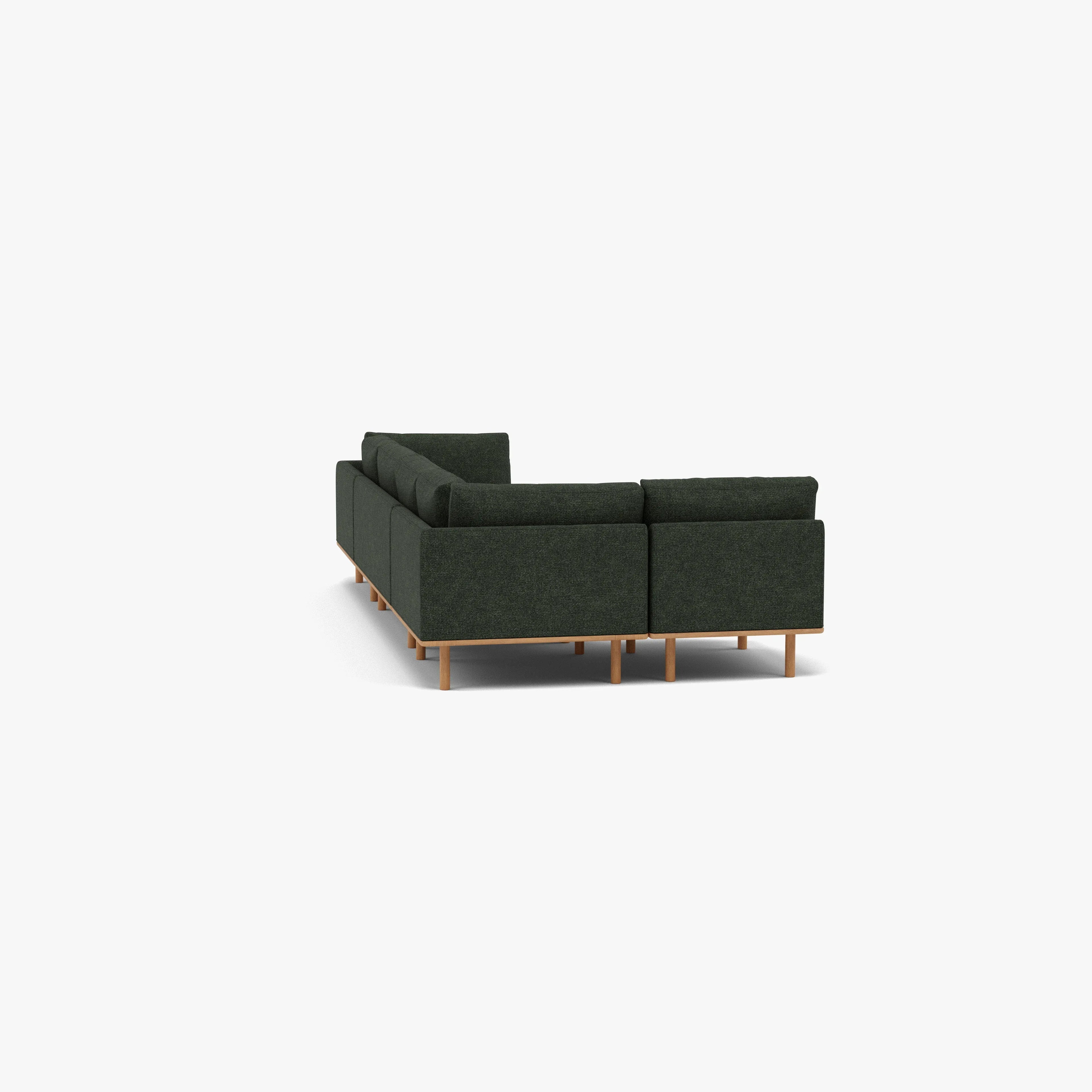 Anika Modular Sofa 5-Seater Corner Olive Green Fabric Solid American Oak