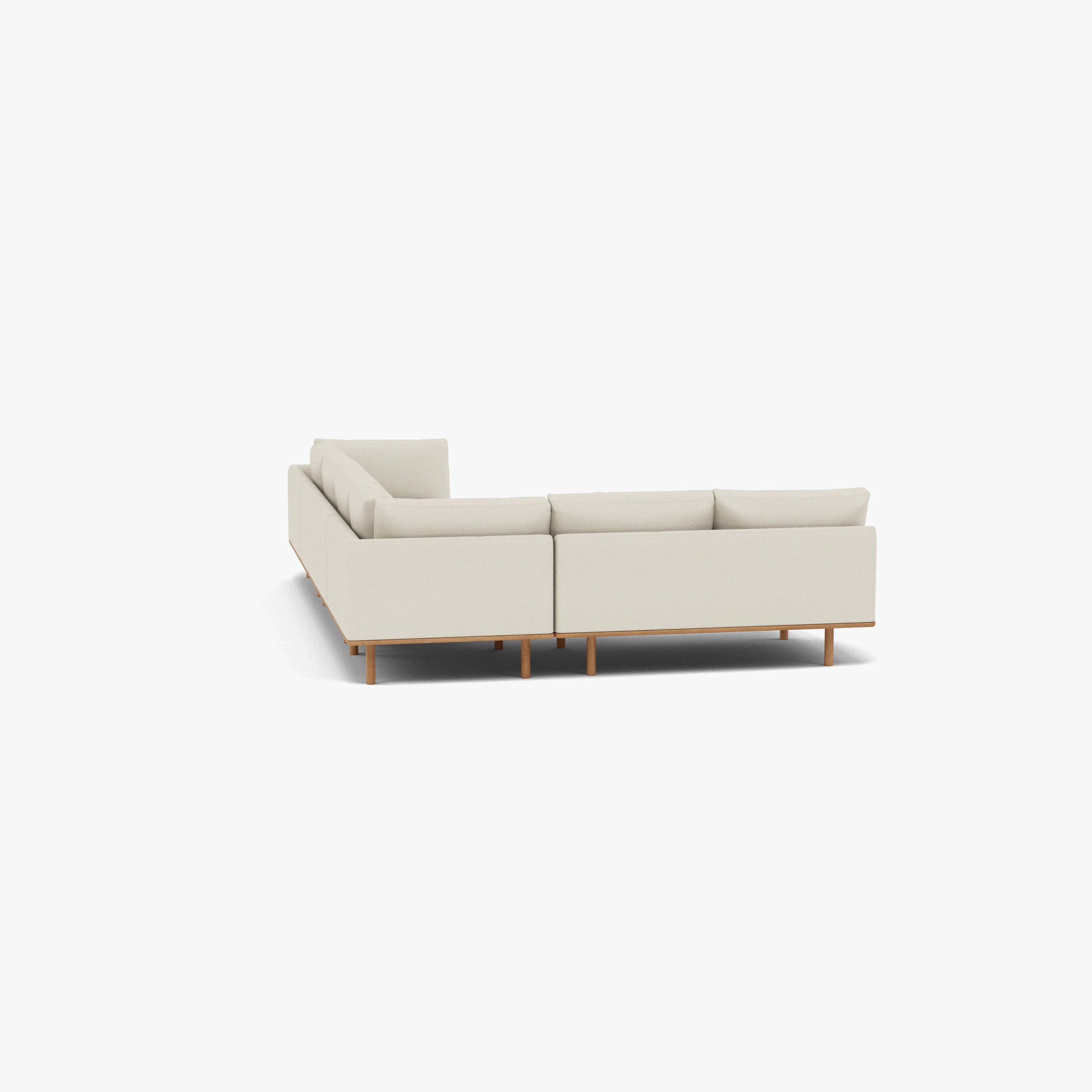 Anika Modular Sofa 6-Seater Corner Chaise Bone White Fabric Solid American Oak