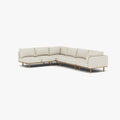 Anika Modular Sofa 6-Seater Corner Chaise Bone White Fabric Solid American Oak